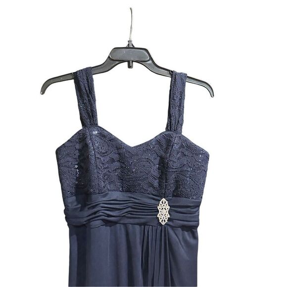 R & M Richards navy blue lace cocktail gown evening dress 8 - Picture 7 of 13